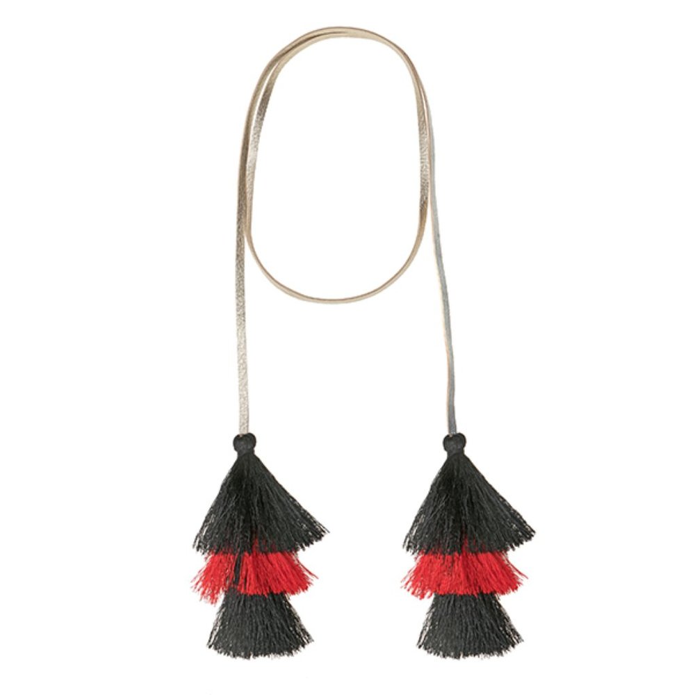 Red and Black  Long Tassel Necklace